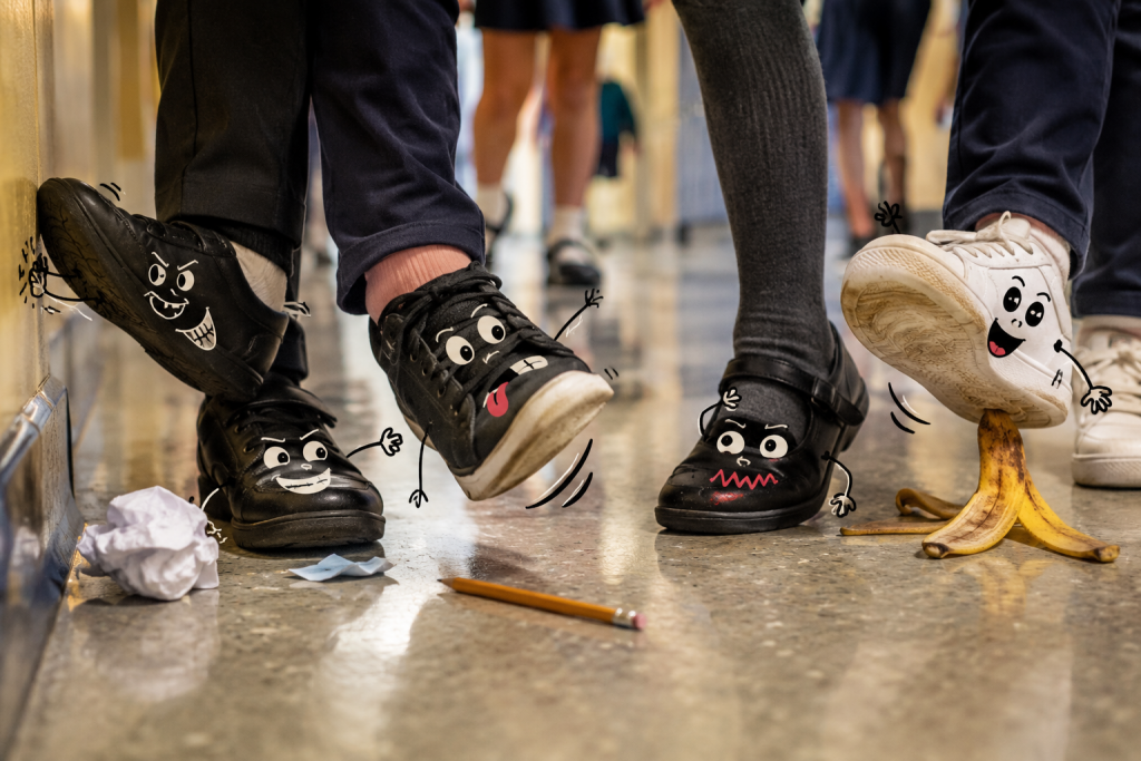 children's feet misbehaving